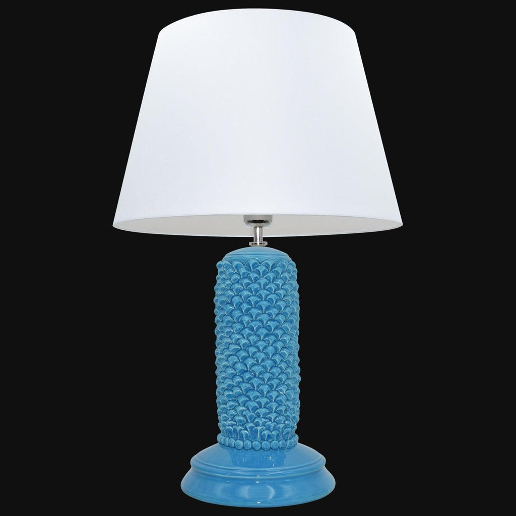 Lume pigna cilindro h 60 Turchese in ceramica di Caltagirone