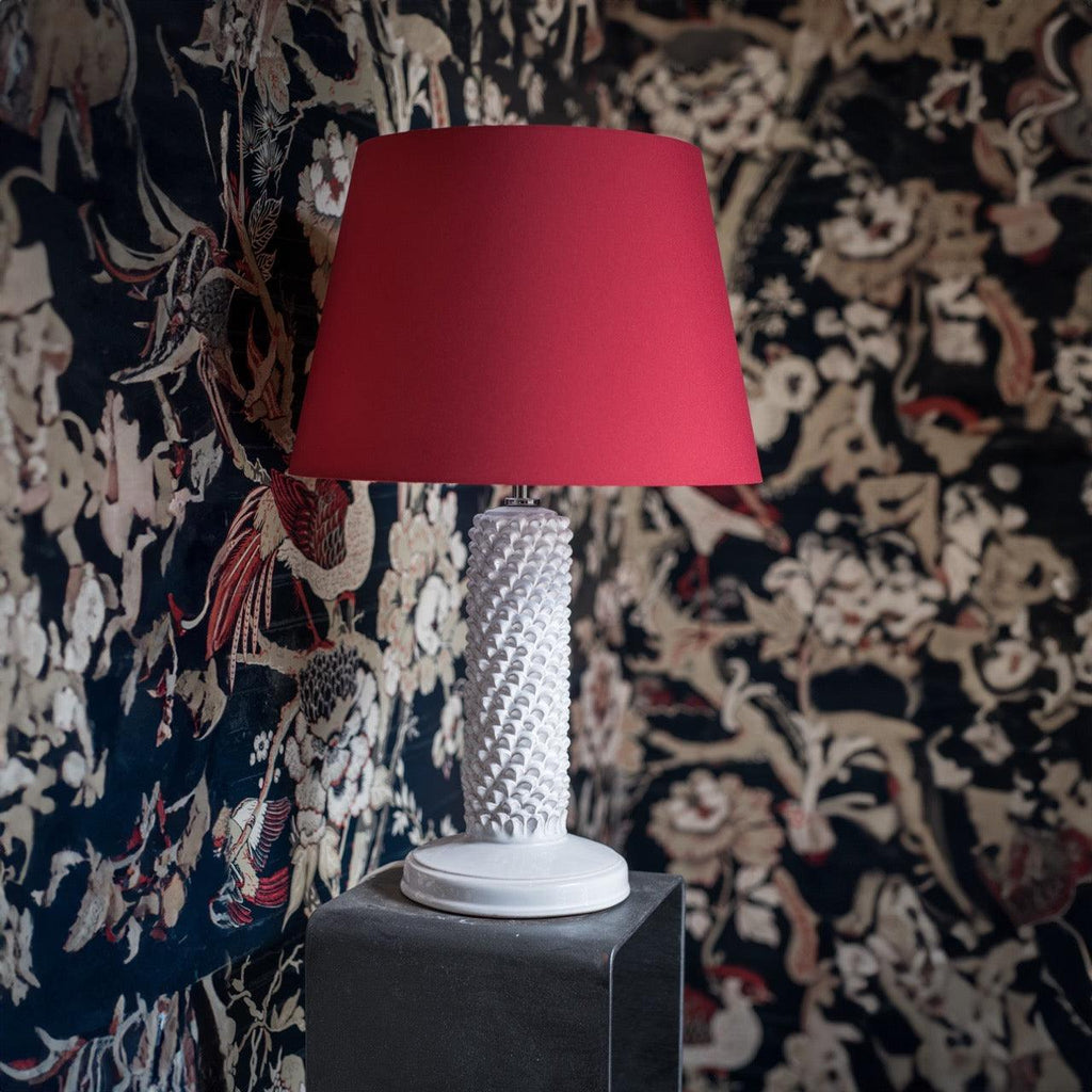 Lume pigna cilindro h 60 White Line in ceramica di Caltagirone