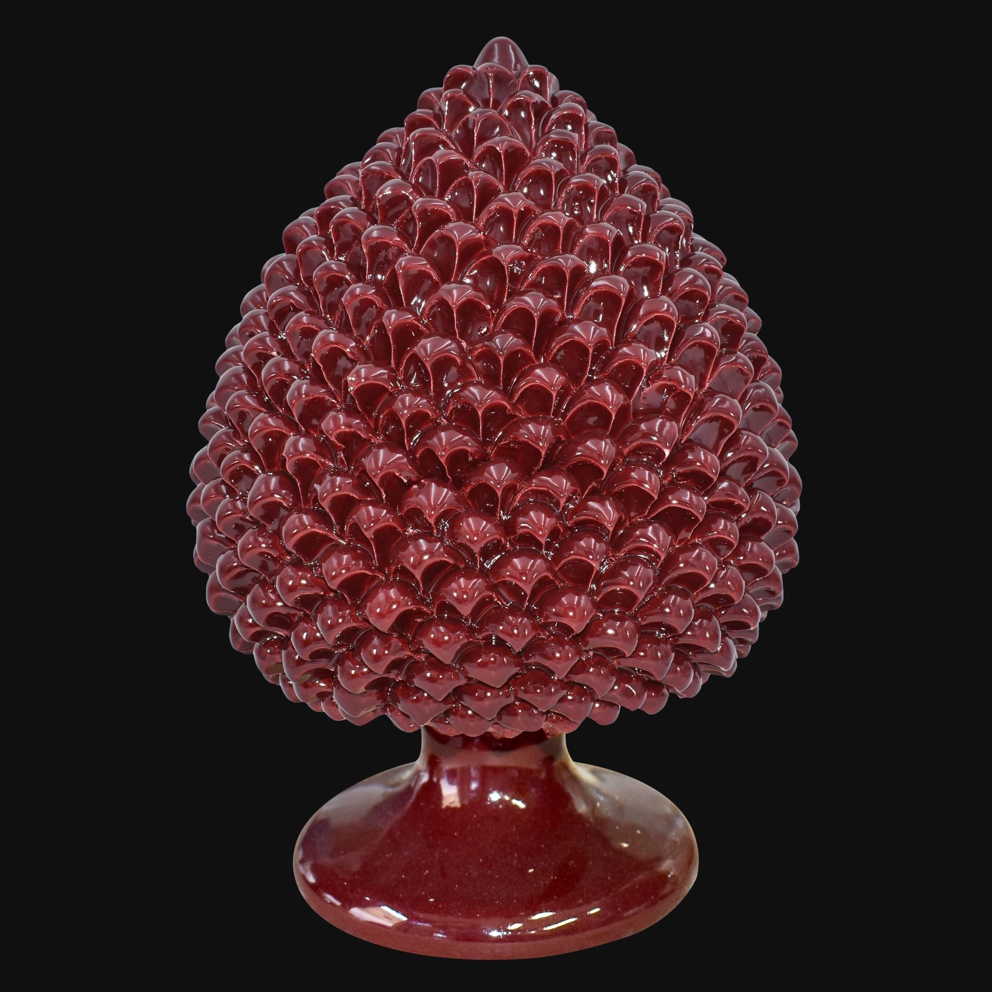 Pigna artigianale di Caltagirone modellata a mano altezza 15/40 cm Bordeaux integrale
