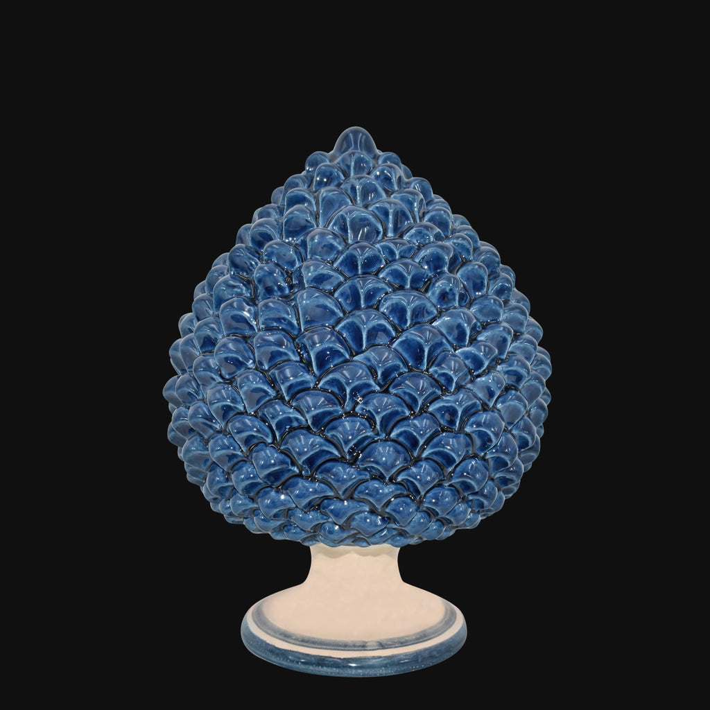 Pigna artigianale di Caltagirone modellata a mano altezza 15/40 mono blu