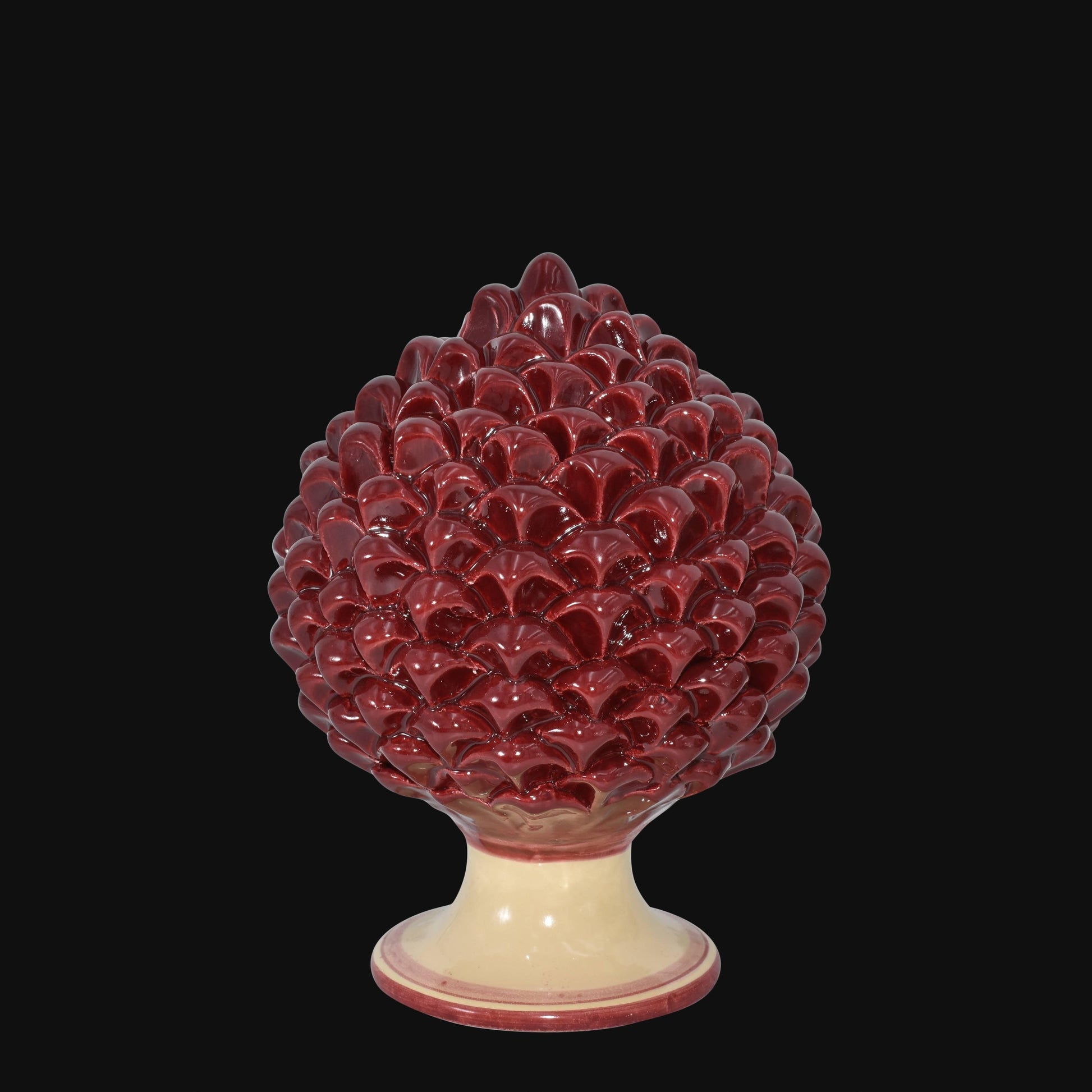 Pigna artigianale di Caltagirone modellata a mano altezza 15/40 mono bordeaux