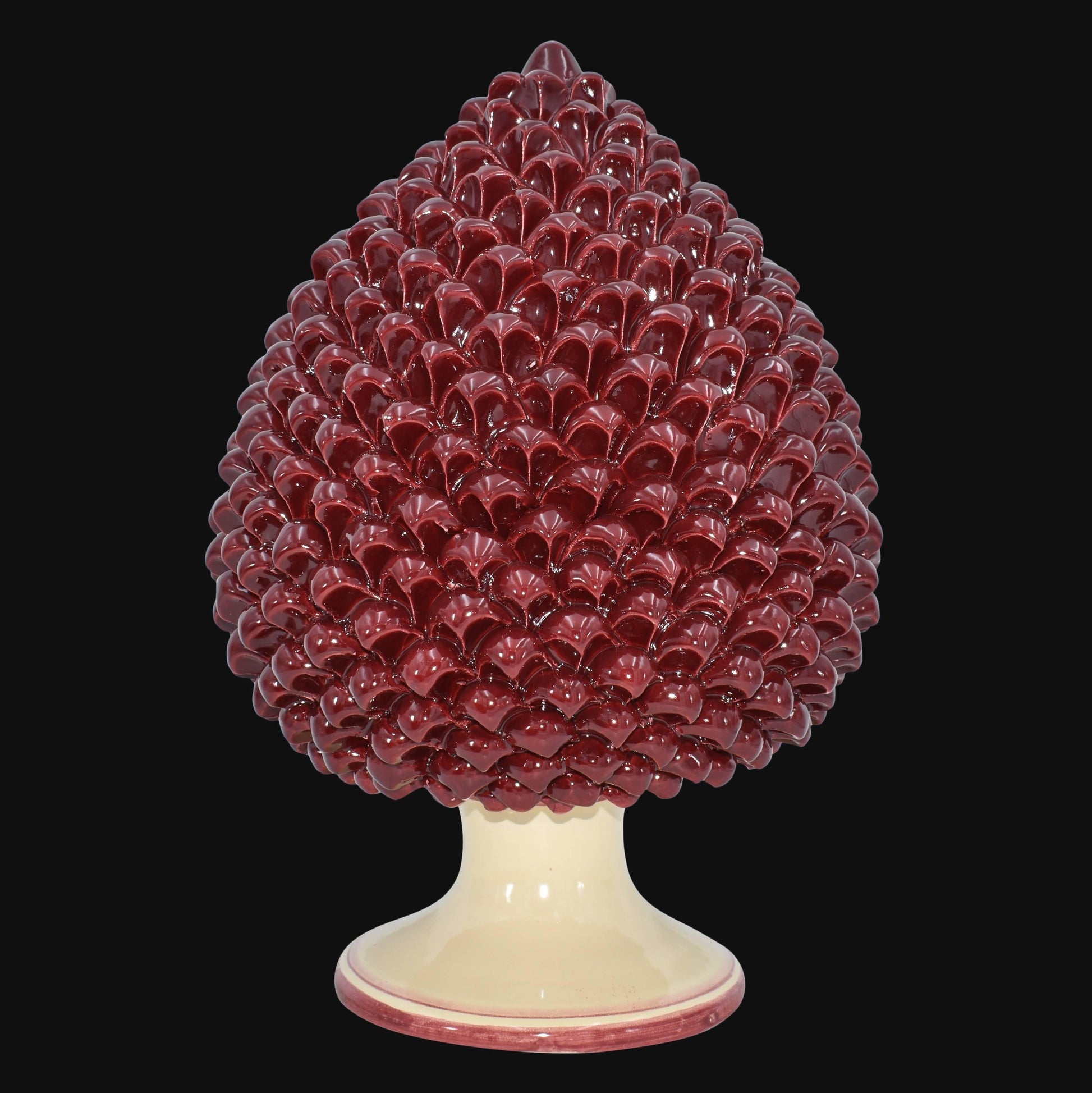 Pigna artigianale di Caltagirone modellata a mano altezza 15/40 mono bordeaux