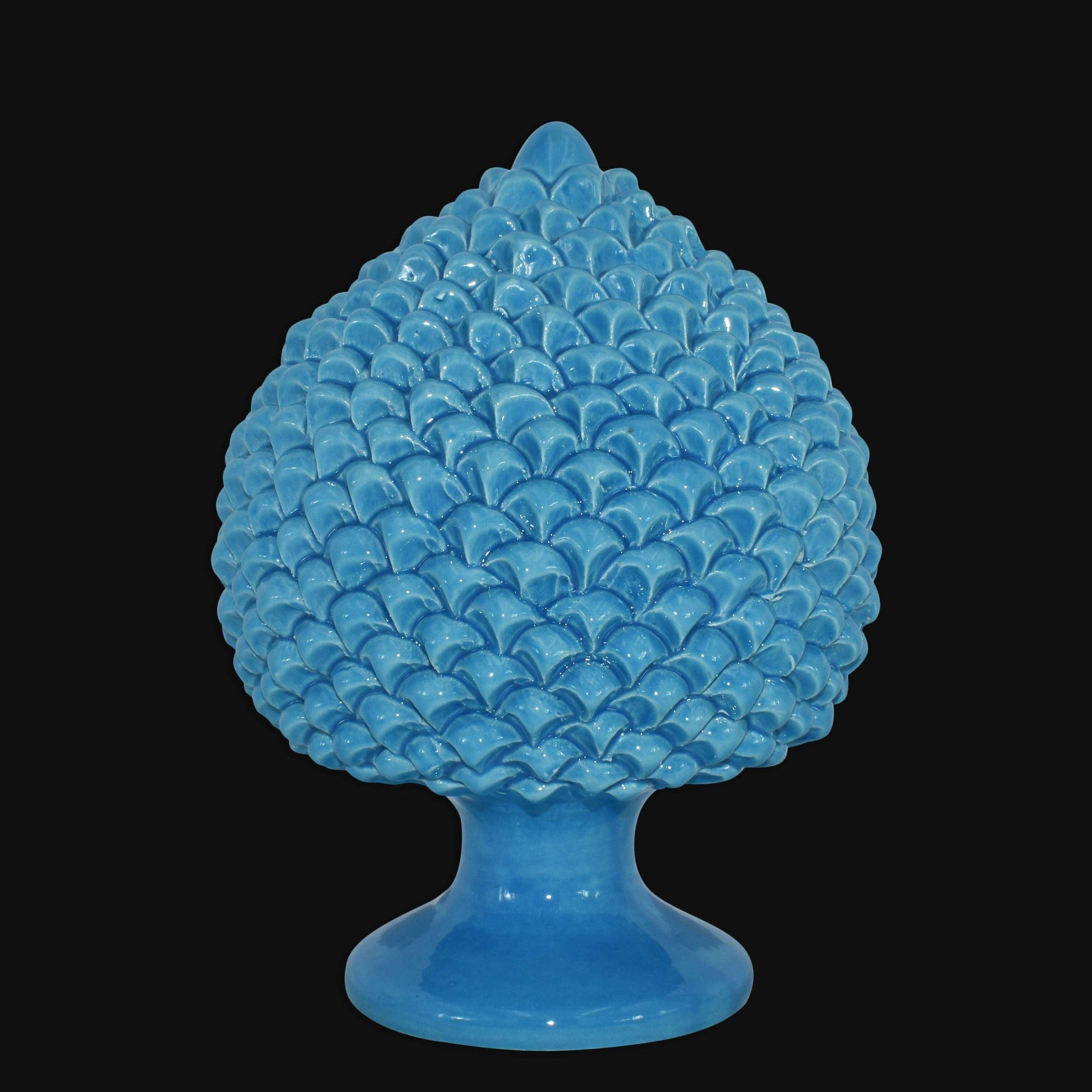 Pigna artigianale di Caltagirone modellata a mano altezza 15/40 turchese