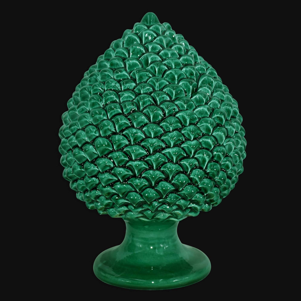 Pigna artigianale di Caltagirone modellata a mano altezza 15/40 verde smeraldo