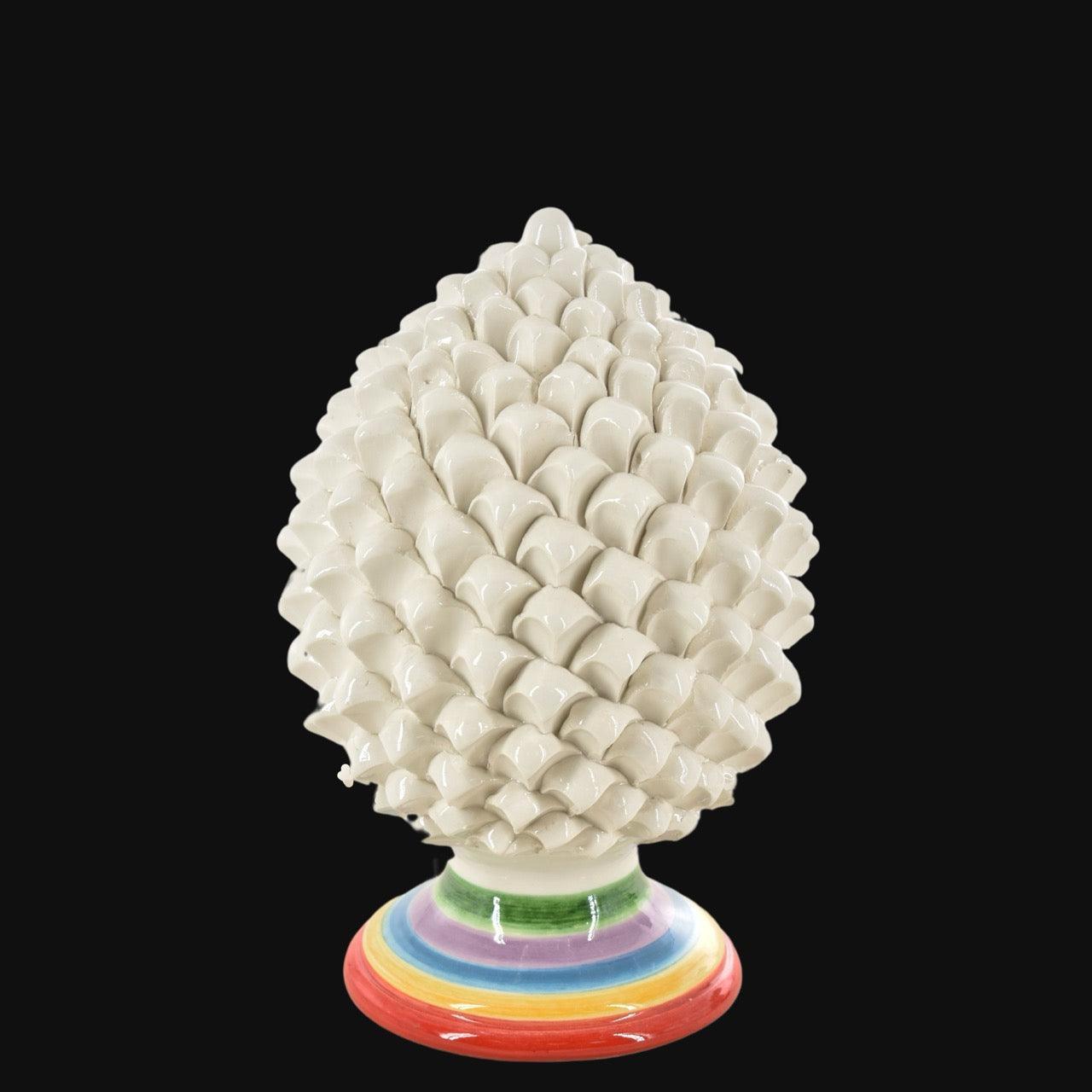 Pigna in ceramica artigianale di Caltagirone decoro bianco e colorato