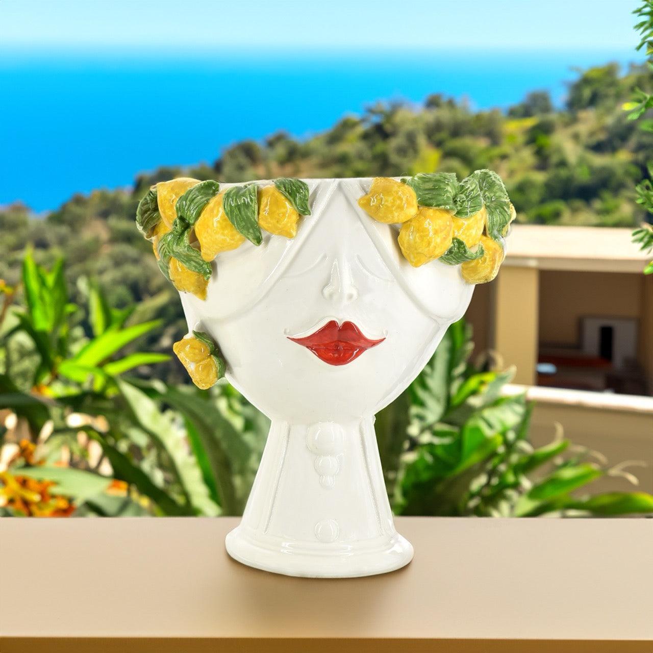 Testa di Moro con limoni "Zahira" donna | Bianco e Limone 30 cm