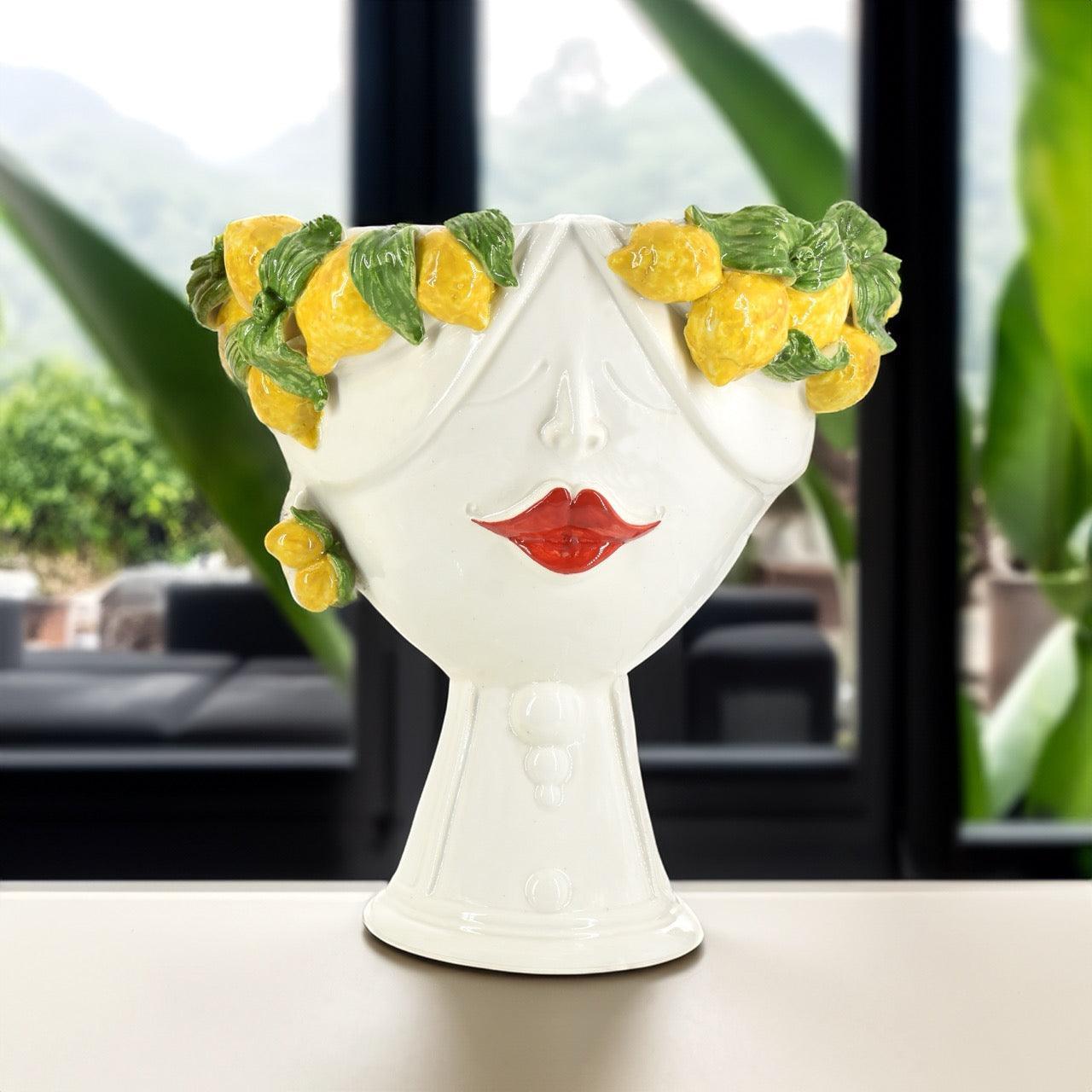Testa di Moro con limoni "Zahira" donna | Bianco e Limone 30 cm