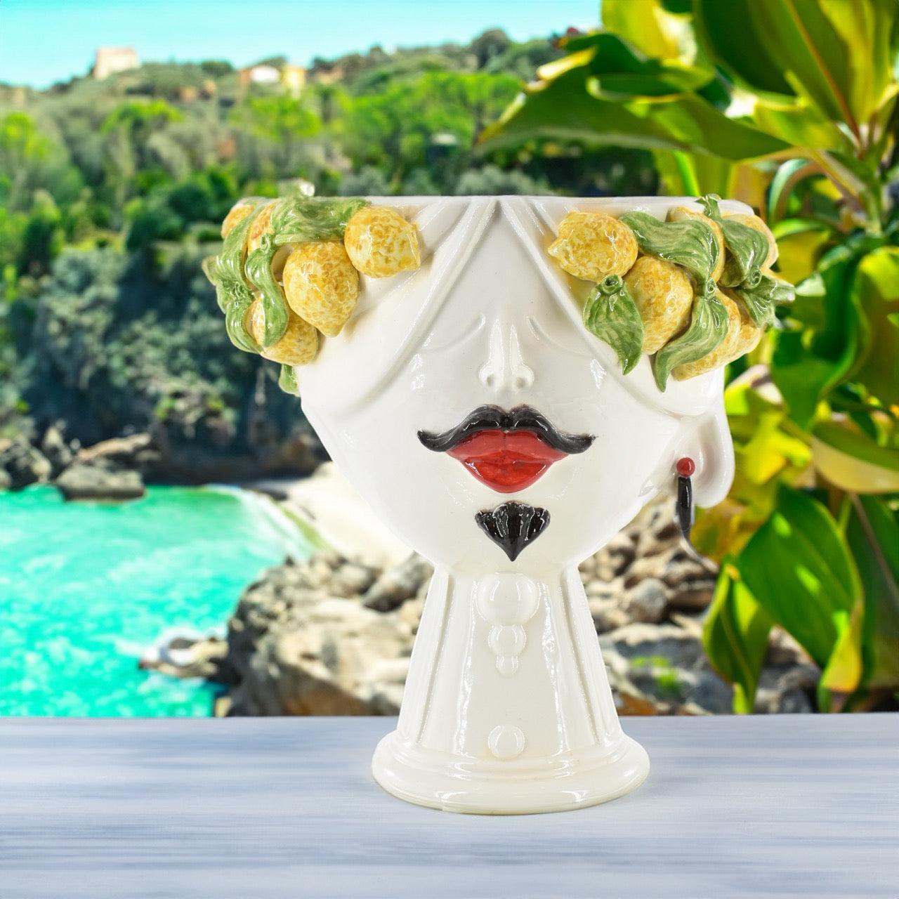 Testa di Moro con limoni "Zahira" uomo | Bianco e Limone 30 cm