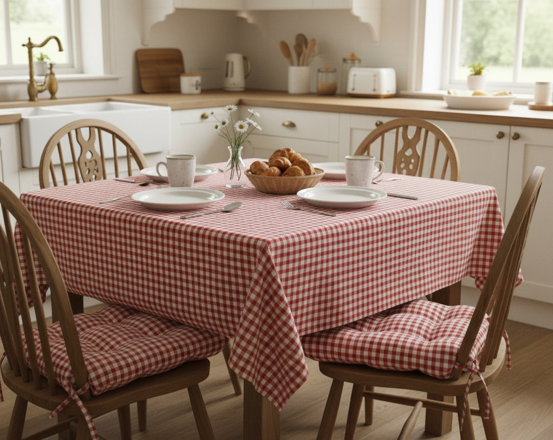 Tovaglia Campagnola Quadri Piccoli 100% Cotone Tinto Filo – 4 Colori | Standard e Su Misura 