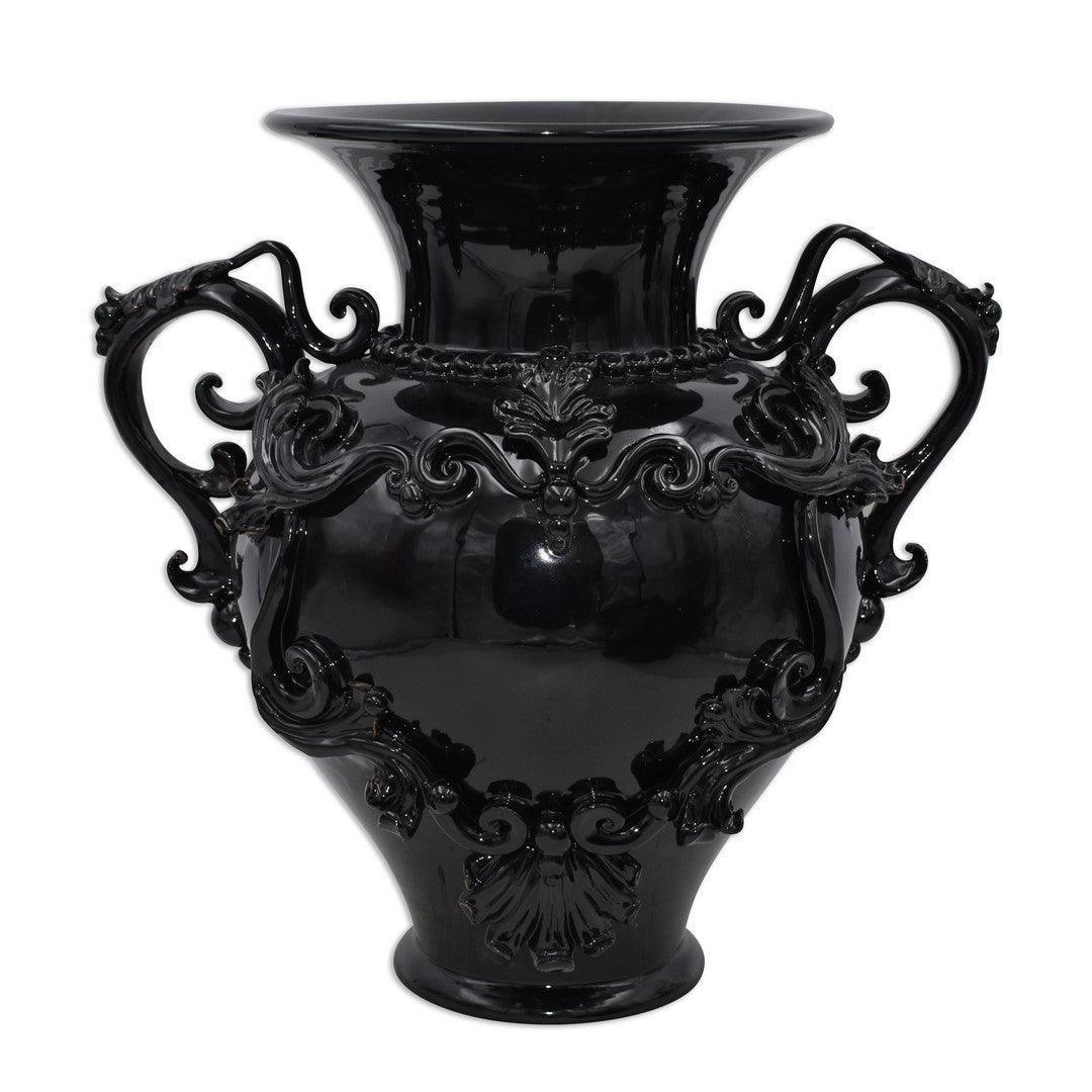 Vaso anfora h 40 c/greca rilievo linea nera - Ceramica di Caltagirone Sofia
