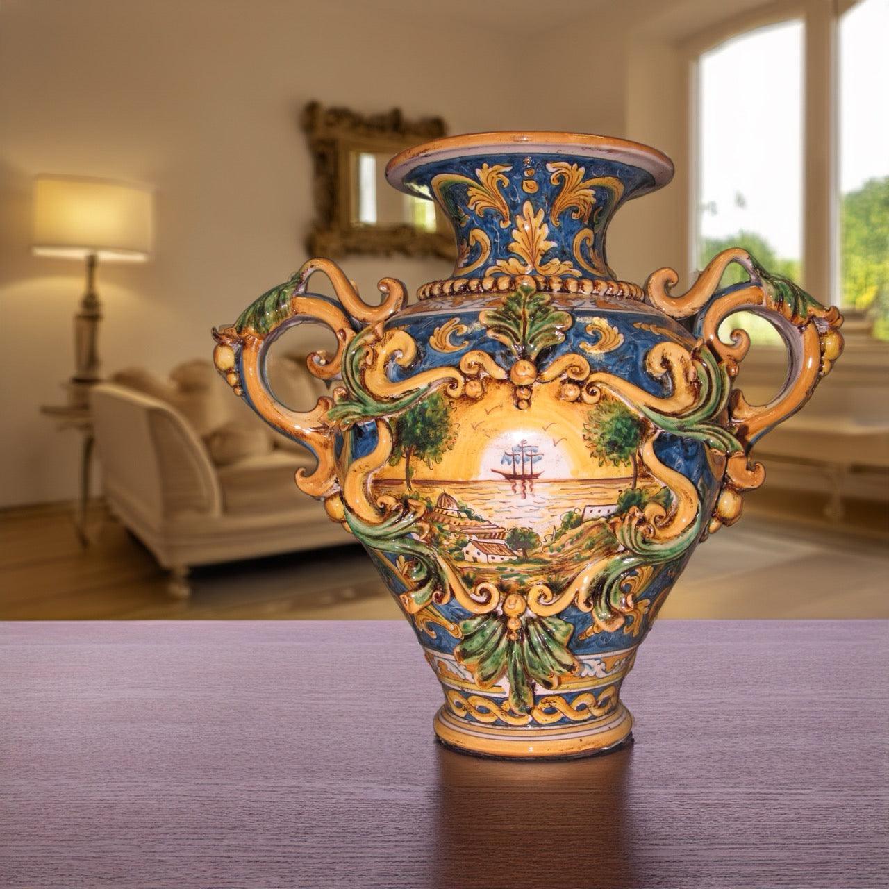 Vaso Anfora H 40 con Greca a Rilievo e Veliero - Ornato Calatino