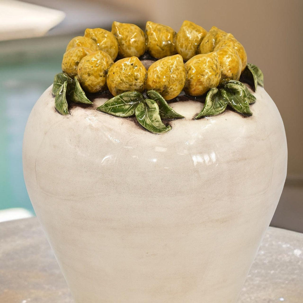 Vaso Boccia h 27 Linea Limoni Siciliani - Ceramica artigianale di Caltagirone