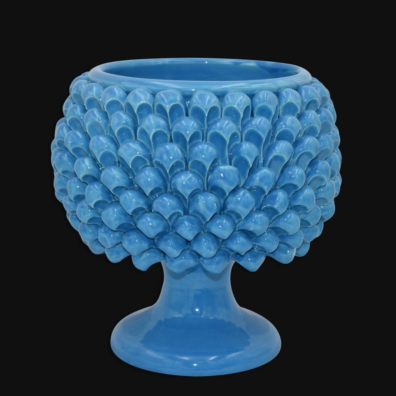 Vaso mezza pigna turchese in ceramica di Caltagirone