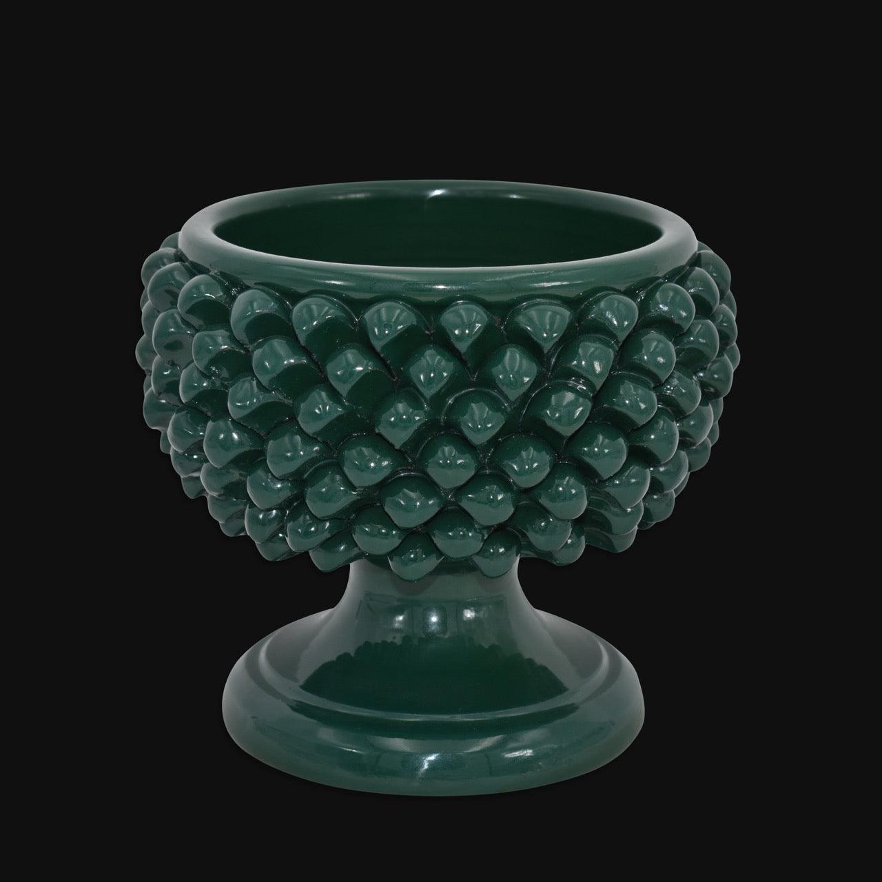 Vaso mezza pigna verde antiguo en ceramica di Caltagirone
