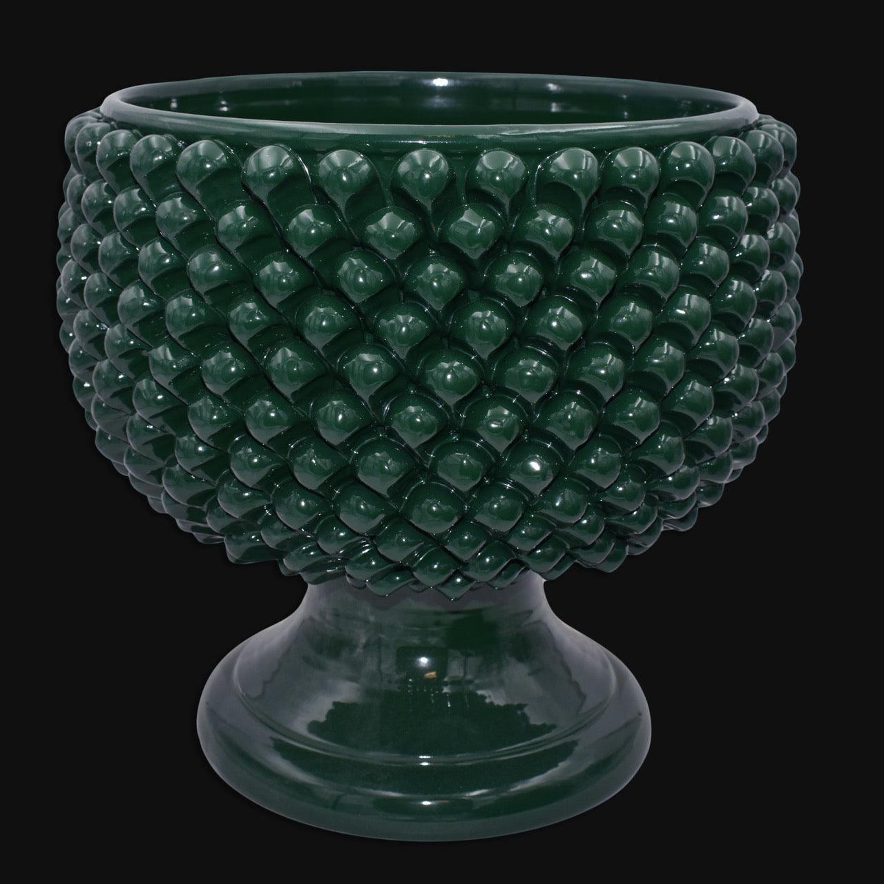 Vaso mezza pigna verde antiguo en ceramica di Caltagirone