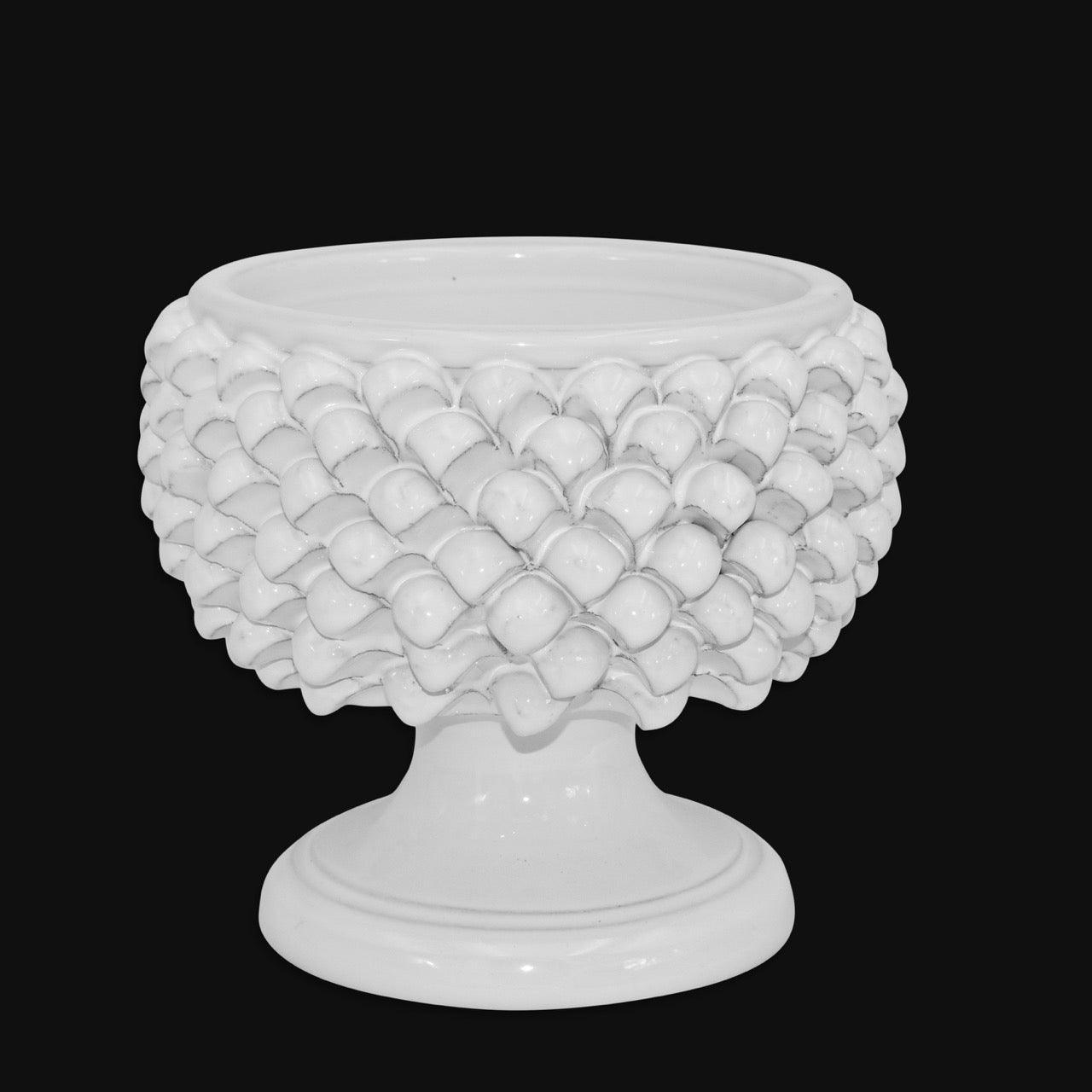Vaso mezza pigna linea blanca en ceramica di Caltagirone