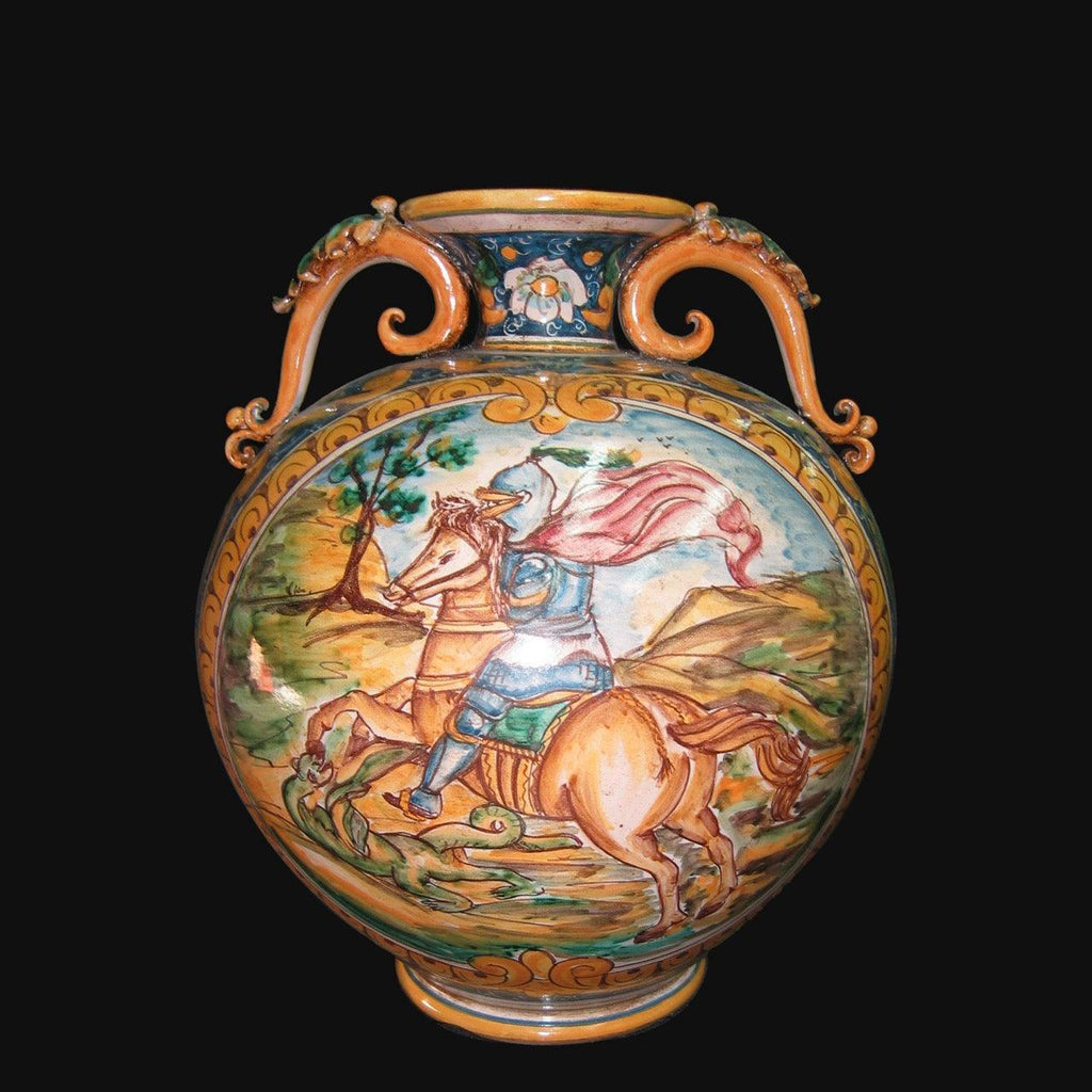 Vaso palla c/manici h 32 ornato calatino c/calaviere